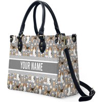 Personalized Beagle And Coffee Leather Handbag, Women Leather Handbag