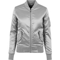 Bomber Jacket Women Ladies Satin Bomber Jacket Silver