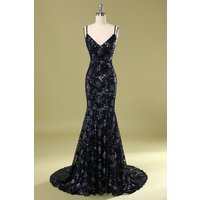 Navy Evening Dress with Beading & Sequins