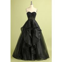Black Strapless Ball Gown Evening Dress