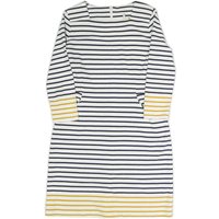 JOULES Womens White & Navy Striped Cotton Blend Day Dress Knee Length M Casual