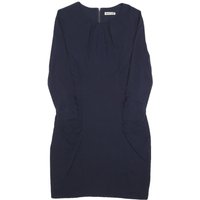 WHISTLES Womens Navy Blue Day Dress Silk Blend Plain Long Sleeve Knee Length