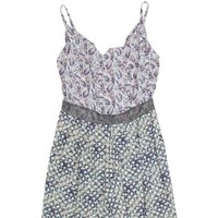 RONALD MOURET Womens White & Blue Sleeveless Fit & Flare Polyester Blend Dress
