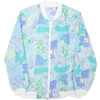 CRICKET LANE Womens Blue White Cotton Blend Jacket M Printed Floral Zip Bomber