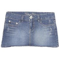 YOM YOM Womens Blue Denim Mini Cotton Blend Skirt L Casual Style Pockets