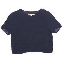 TED BAKER Womens Navy Blue Plain Crop Top Short Sleeve Round Neck Stylish