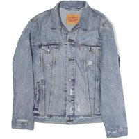 LEVI'S Mens Blue Denim Jacket L Cotton Distressed Button Closure Classic