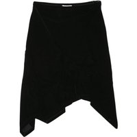 LAURA ASHLEY Womens Black Cotton Blend Asymmetric Midi Skirt Stylish Soft