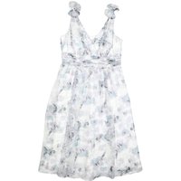 JENNY PACKHAM Womens White Blue Floral Fit & Flare Woven Sleeveless Midi Dress