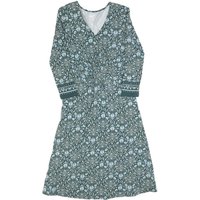 LANDS END Womens Green Floral Day Cotton Blend Dress Long Sleeve