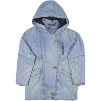 BAVARIA Womens Blue Denim Quilted Hooded Jacket S Cotton Blend Zip Casual