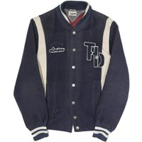 HILFIGER DENIM Mens Navy & Cream Letterman Cotton Blend Jacket S Button Varsity