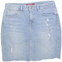 GUESS Womens Blue Denim Mini Cotton Blend Skirt S Embellished Distressed Casual