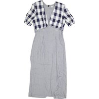 BENTLEY Womens Blue & White Check Fit & Flare Woven Dress Cotton Blend