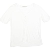 GERARD DAREL Womens White Blouse Short Sleeve Round Neck S Lace Detail Buttons