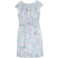 SCAPA Womens Pink Paisley Day Dress Polyester Midi Cap Sleeve M Elegant Knot