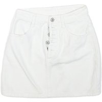 Womens White Mini Cotton Blend Button Skirt Casual Denim Style Summer