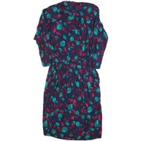 Womens Navy Blue & Purple Floral Day Cotton Blend Dress Size S Elegant Summer