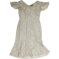 LAUREN RALPH LAUREN Womens Cream Lace Fit & Flare Woven Dress V