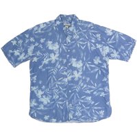 ZEGNAS Mens Blue & White Floral Cotton Blend Shirt Dress Casual Summer