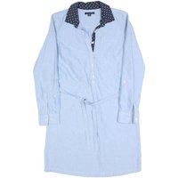 TOMMY HILFIGER Womens Blue Day Cotton Blend Shirt Dress Polka Dot Collar Long