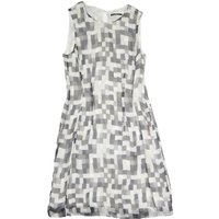 BOSS HUGO BOSS Womens Grey White Geometric Sleeveless Day Polyester Dress