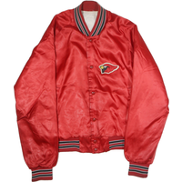 Womens Red Plain Varsity Jacket M Nylon Bomber Zip Retro Casual Lightweight