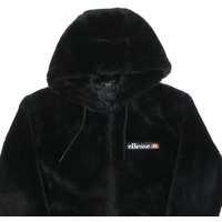 ELLESSE Womens Black Hoodie Polyester Blend Faux Fur Full Zip Casual