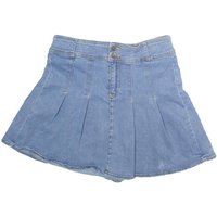 COLOURFUL PLANET Womens Blue Denim Pleated Mini Cotton Blend Skirt M Casual