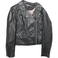 ONLY Womens Black Faux Leather Biker Jacket Zip Classic Stylish Zip