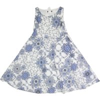 MAX MARA Womens White & Blue Fit & Flare Cotton Blend Dress Sleeveless Midi