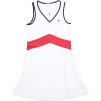 FILA Womens White & Red Sports Dress Polyester Sleeveless V-Neck S Athletic