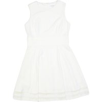 CALVIN KLEIN Womens White Fit & Flare Cotton Blend Sleeveless Knee Length Dress