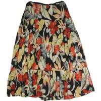 CHAPS Womens Black Floral A-Line Midi Polyester Skirt Summer Casual
