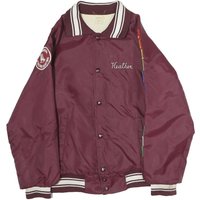 Womens Burgundy & White Figure Skating Jacket L Polyester Button Bomber