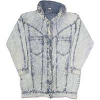 PAN ASIA Womens Blue Denim Jacket M Cotton Button Closure Acid Wash Style