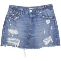 GARAGE Womens Blue Denim Mini Cotton Distressed Skirt M Casual Summer