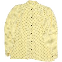 Womens Yellow & Black Polka Dot Basic Blouse Long Sleeve Stand-Up Neck Button