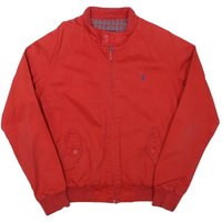 JOHN ASHFIELD Mens Red Bomber Jacket S Cotton Blend Plain Casual Zip