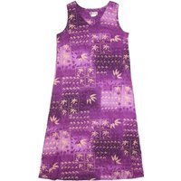 THE HAWAIIAN ORIGINAL Womens Purple & Cream Sleeveless Day Cotton Blend Dress