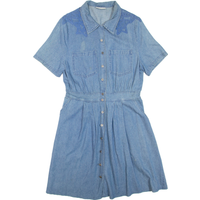 EDITIONS Womens Shirt Dress Blue Denim Short Sleeve Short