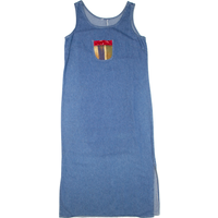 Womens Shift Dress Blue Denim Sleeveless Midi