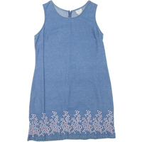VISION APPAREL Womens Shift Dress Blue Denim Sleeveless Short