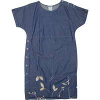 Womens Day Dress Blue Denim Floral Short Sleeve Short