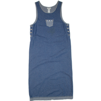 BASIC EDITIONS Womens Shift Dress Blue Denim Floral Sleeveless Long