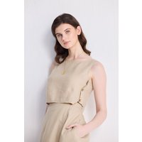 Boxy Crop Top in Neutral Beige