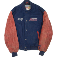 Mens Bomber Jacket Blue Leather