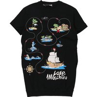 Love Moschino Embroidered Shirt Dress - Large Black Cotton