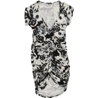 Denny Rose V-neck Dress - Small Black & White Cotton