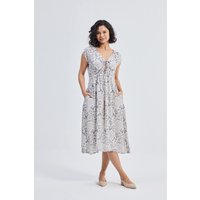 Deep V-neck Gathered Dress in Florals